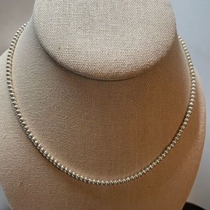 16” Shiny Sterling Silver Navajo Pearl Beaded Necklace 3mm